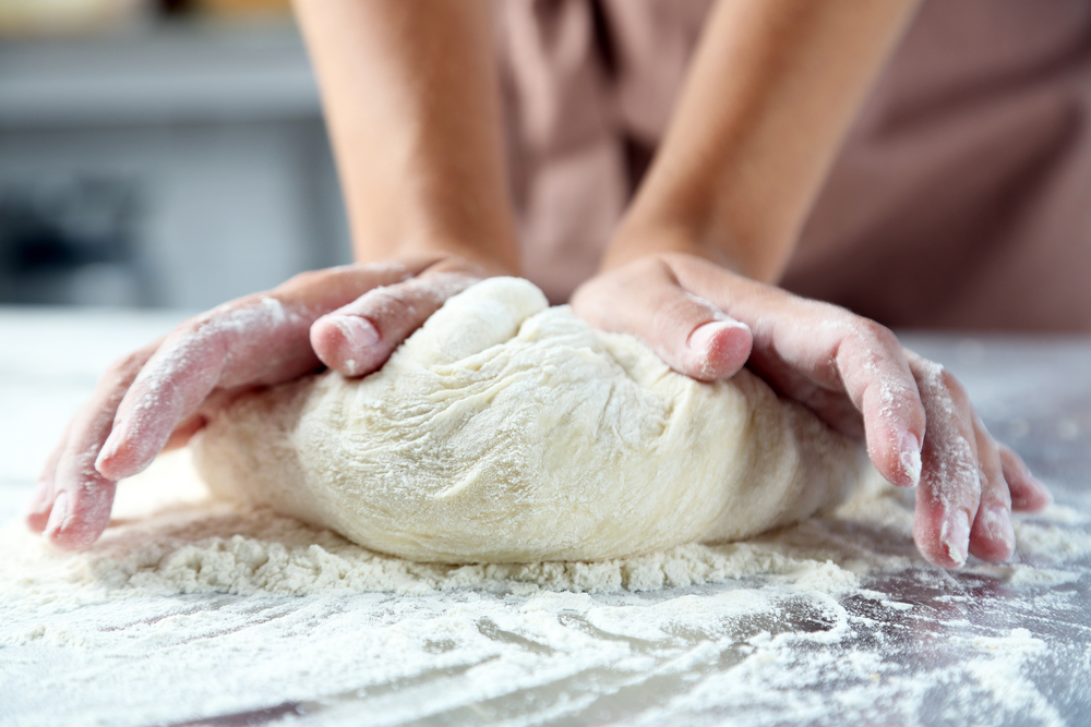 kneading pasta dough